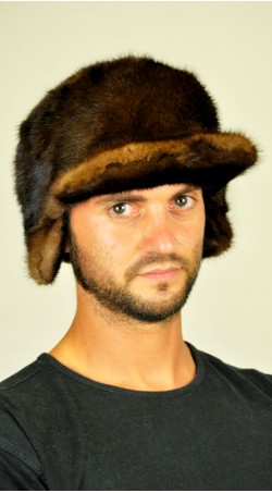 Mink fur hat with visor